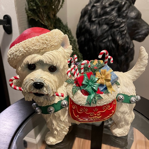 Christmas Danbury Mint Westie with candy canes & sleigh bells.A Westie Christmas - Picture 2 of 4